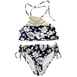 HOBIE GIRLS Tropical Flower Halter Bikini 10